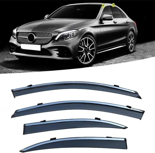 DKLIMA 4 Stück Auto-Windabweiser für Benz C Class W204 2007-2014, Regentürabweiser, Seitenfenster-Luftabweiser, Autozubehör.