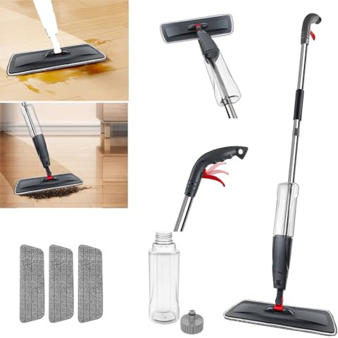 Spray Mop Flash Speed Mop,Microfibre Flat Mop Set with 3 Replaceable Pads,Floor Mops Wet&Dry Floor Cleaning Mop with 360°Rotatable Head & 700 ml Tank for Household/Laminate Floor/ Cleaning