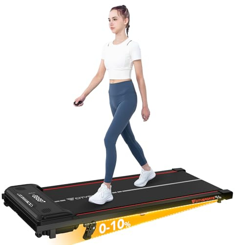 CITYSPORTS 10 % Neigungswinkel, Laufband unter dem Schreibtisch mit 3-stufiger Neigungsverstellung, 1–6 km/h, Laufband mit Fernbedienung, LED-Display, keine Installation