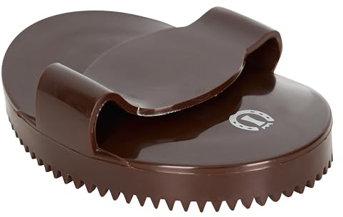 Imperial Riding Gummistriegel IRH, weicher ovaler Striegel aus Gummi mit griffiger Oberfläche, schonende Fellreinigung für Pferde & sicheren Halt, Walnuss