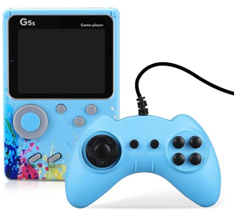 Retro Handheld Game Console with 3.0 Screen - 500+ Classic FC Games, TV Output & 2-Player Mode - Portable Mini Gaming System for Kids & Adults (Green/Blue)