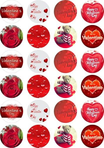 24 x PRECUT Edible Valentines Day Cupcake Fairy Cake Wafer Decoration Toppers - Available in 4 Designs (Design 2)