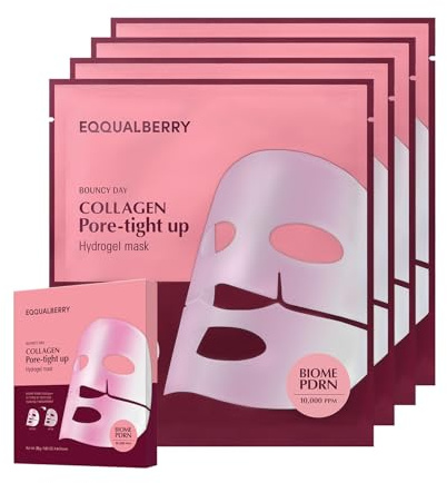 EQQUALBERRY Collagen PDRN Mask - Koreanische Gesichtsmaske mit Kollagen, PDRN, Peptiden und Hyaluronsäure, feuchtigkeitsspendend