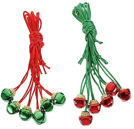 Cabilock 12 Stück Weihnachts Glockenanhänger Lebensmittelechtes Silikon Festliche Partydekoration Glöckchen Halskette Für Kinder Und Erwachsene Hängender Baumschmuck Mit Rot Grünem Band