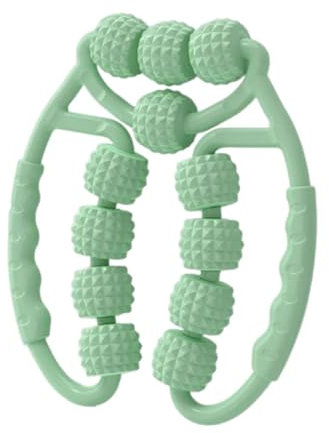 FashionCha Rouleau Musculaire pour Jambes, Masseur Anti Cellulite Manuel 360°, Rouleau de Massage pour L'équipement 12 Roues Outil de Massage à La Main pour La Musculation, Mollets, Jambes, Bras, Vert