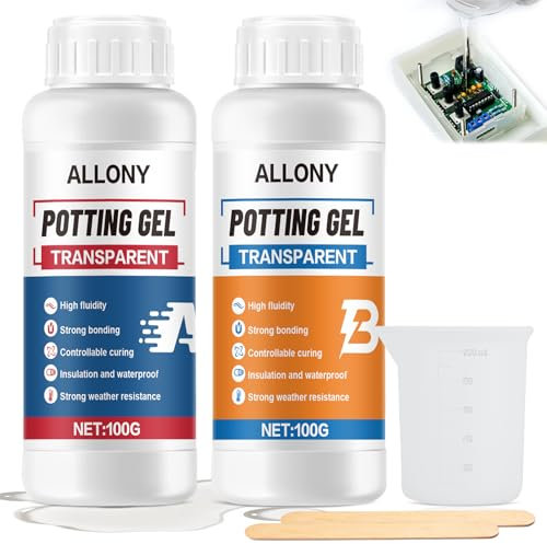 Allony Gel Isolante Elettrico, Sigillante Impermeabile Trasparente, Colla per Incapsulamento Elettrica per Scatole di Derivazione/Schede Elettroniche/Elettrodomestici