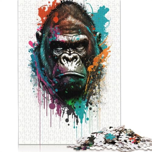 Gorilla Jigsaw Puzzles Puzzles for Adults Kids. 1000 Pieces Impossible Challenge Toy Educational Game Home Decoration for Educational Games Gifts 1000pcs (38x26cm)