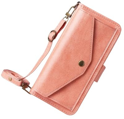COQUE Étui pour Apple iPhone 16 Housse De Téléphone Double Emplacement pour Carte PU Texture Cuir De Vache Compatible avec Apple iPhone 16 Flip Portefeuille Étui Protecteur-Rose