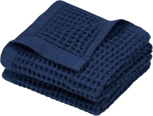 DEMMEX Waffelhandtücher Marineblau – 100% türkische Bio-Baumwolle, luxuriöses Waffelmuster, 50,8 x 76,2 cm, superweich, saugfähig, schnell trocknend, Oeko-Tex Zertifiziert, Handtuch für Bad, Gäste