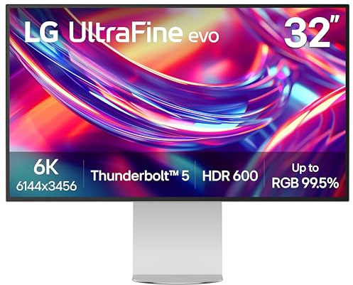 LG Monitor Ultrafine 32U990A evo 32 6K Nano IPS Nero | Thunderbolt 5, DisplayHDR 600, contrasto 2000:1, 98% DCI-P3, 99,5% Adobe RGB | Display Pro Creator per Mac e PC