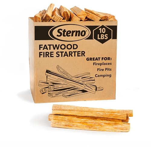 Sterno Fatwood Fire Starter Sticks, 10 lb — All‑Natural Resin‑Rich Pine Wood, Easy to Light, Indoor/Outdoor, Weather Resistant, Sustainably Sourced