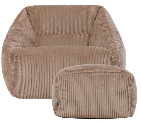 Icon Natalia Sitzsack Sessel und Hocker mit Füllung, Braun