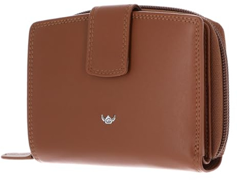 Golden Head Leder Geldbörse Polo RFID Protect Kombischeintasche mit Riegel 1438 Cognac braun