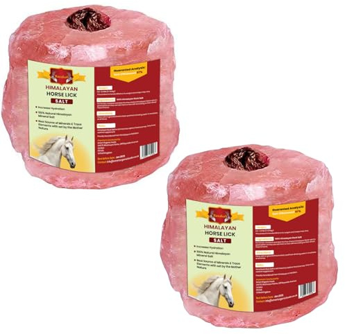 Barakah Himalayan Animal Horse Lick Natural Pink Salt, Natural Rock Salt with Hanging Rope, Suitable for All Animals – Pack of 2 (1–1.5kg Each) | Product from Pakistan
