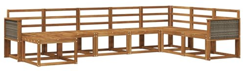 vidaXL Outdoor-Sofagarnitur 8 pcs Natur Massivholz Akazie, Moderner Garten Sofa, wetterfeste Eckcouch, Möbel zum Entspannen auf Terrasse, Patio Lounge und Komfortset