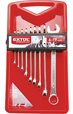 EXTOL PREMIUM Ringschlüssel flach, Set 9 Stck, 6-19mm