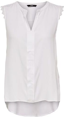ONLY Top sin Mangas con Detalles de Encaje - Blusa Casual de Mujer, Color:Blanco, Talla:38