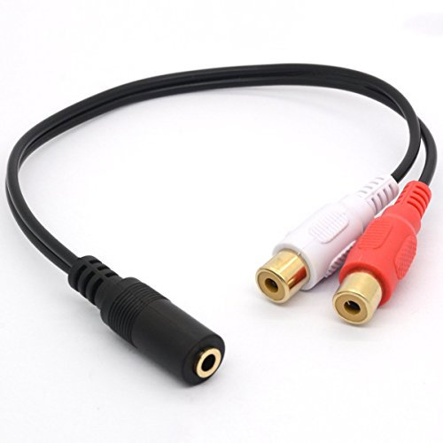 kigauru3.5mm Female to Dual RCA Female Phono Stereo Splitter Cable 3.5 Jack Socket to 2RCA Audio Adapter Extender Cord 8inch/20cm