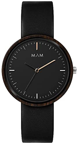 Mam relojes Plano Herren Uhr analog Japanisches Quarzwerk mit Leder Armband 642