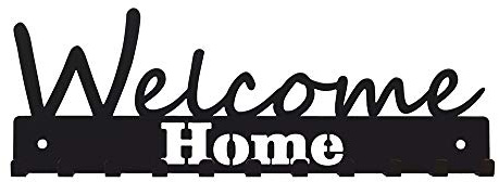 Bentatec Schlüsselbrett Welcome Home - schwarz mit 11 Schlüsselhaken