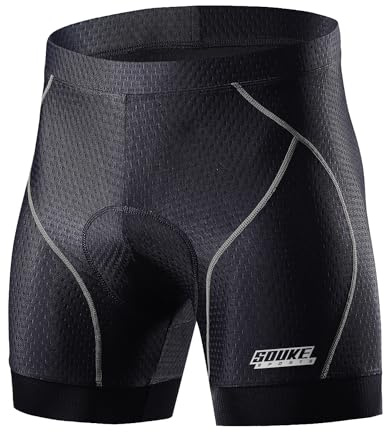 Souke Sports Herren Radunterhose Herren Radfahren Unterwäsche 4D Gepolstert Atmungsaktiv Fahrrad Unterwäsche Short mit Rutschhemmendem Beingreifer