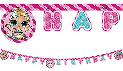 Procos 90863 - L.O.L. Surprise! Buchstaben-Girlande Happy Birthday Partykette,Rosa, 2m