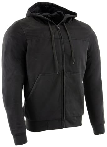 Milwaukee Leather Men's Streetguard Riding Hoodie - Aramid Reinforced with CE Shoulder and Elbow Armor - Large Black