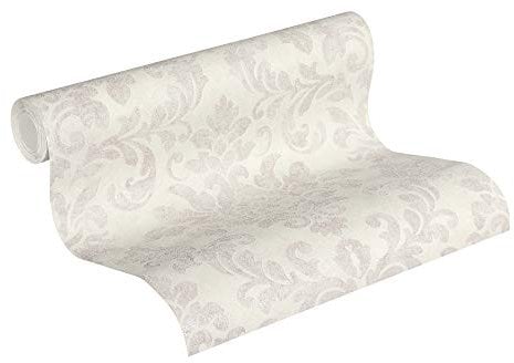 A.S. Création Vliestapete Neue Bude 2.0 Edition 2 Tapete Used Glam mit Ornamenten barock 10,05 m x 0,53 m weiß grau rosa Made in Germany 374133 37413-3