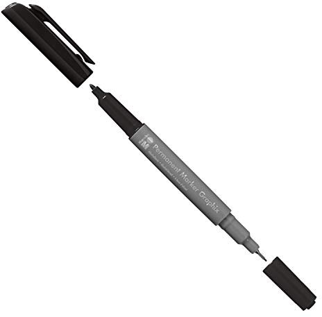 Marabu Marqueur permanent Graphix noir à double pointe 1-2 mm et 0,5 mm, couleurs brillantes, séchage rapide, encre à base d'alcool, faible odeur et imperméable, 1 stück (1er Pack)