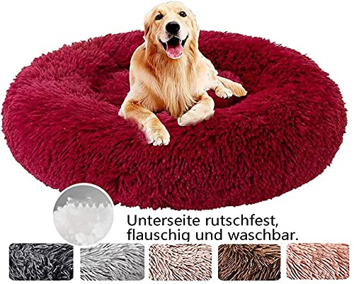 Haoye Donut Hundebett, Katzenbett Rund Weich, Flauschig Haustierbett Plüsch Hundesofa Katzensofa Schlafen Kissen für Welpen Katzen Hunde - Ø 70cm