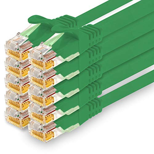 1CONN - 10 cables de red de 1,5 m, Ethernet, LAN y cable de conexión para una máxima velocidad de Internet y conecta todos los dispositivos con conector RJ 45 hembra verde -
