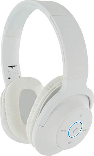 SCHWAIGER KH220BTW 513 On Ear Bluetooth Kopfhörer Over Ear Bügelkopfhörer mit Mikrofon und seitlichen Bedienknöpfen Kunstleder Klinkenanschluss Laufzeit 8h Größe einstellbar weiß