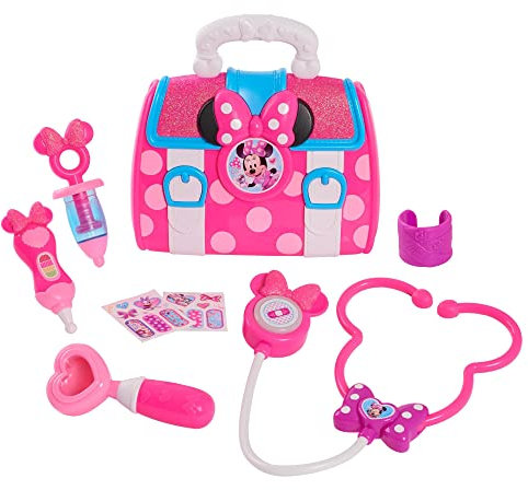 Famosa - Minnie Bow Care Doctor Bag Set, Set médico infantil, maletín con luz y sonido, y accesorios para jugar a los doctores como termómetro, jeringa y pegatinas de tiritas, desde 3 años, (MCN09000)