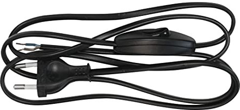 Gefom Cordon avec Interrupteur, 2m 2x0.75mm² Noir