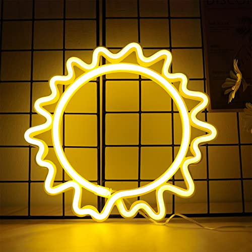 ENUOLI Sun Neon Light Neon Wandleuchten LED Neonlichter Warm Whiteneon Zeichen Sonnenlampe LED-Zeichen Kunstdekor Light Nette Sonne Neon Nachtlicht Batterie/USB operierte Neonlicht Sun Signs LED Ne