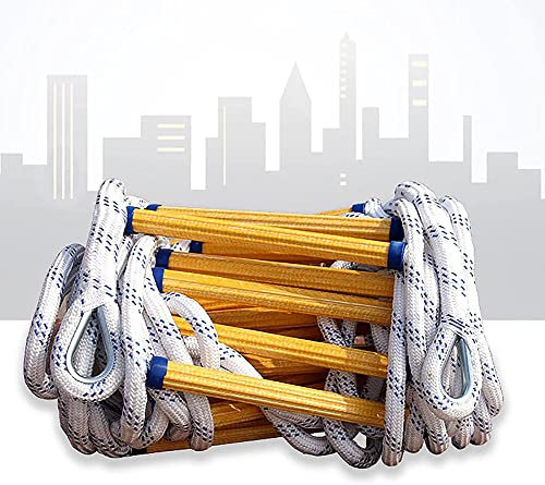 N A Strickleiter Feuerleiter,Erwachsene Rettungsleiter Feuerfest 12M Strickleitern Mit Karabinerhaken Wiederverwendbar Mit Höhensicherheit,Perfekt Für Fenster Und Balkon(3M-30M),12m