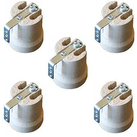 LEDSone Keramik-Porzellan ES27 E27 Edison-Schraube Wärme Vintage Lampe Halter mit Halterung (3 Stück, Form 3) (Stil 5, 5 er-Pack)