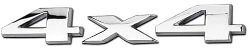 AUTOZOCO Emblema Adhesivo 4x4 Metal - Compatible con Jeep - Adhesivo para carrocería - Distintivo - 4x4 - Medidas 14.5cm Ancho x 2cm Alto - Metal - Todoterreno - Plateado