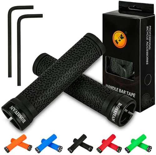 Rossivan Professional Bike Handlebar Grips,Mountain Bike Grips with Soft and Comfortable Anti-slip Rubber,Single Lock-on MTB Grips- Conquer Every Ride
