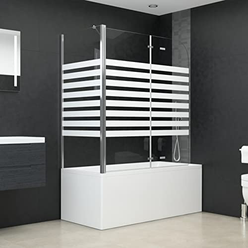 RONGQI Duschabtrennung, Duschwand, Badewannenaufsatz, Duschwand Für Badewanne, Badewanne Wand, Glaswand Badewanne, Badewanne Duschwand, 120x68x130 cm Hartglas Streifen