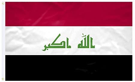 Flagge Irak – 90 x 150 cm – verstärkter Stoff – nachhaltige Nähte – lebendige Farben – Flagge außen innen – integrierte Ösen – Nationalflagge