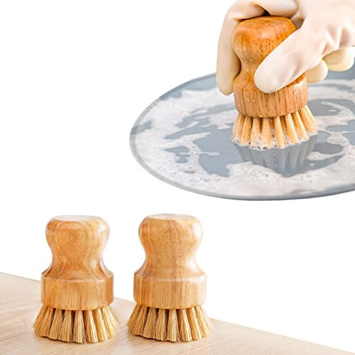 Brosse a à Vaisselle Recurer de Nettoyage Menage Bois Ustensiles Accessoire Cuisine Accessoires Cleaning Brush, 2 Pcs