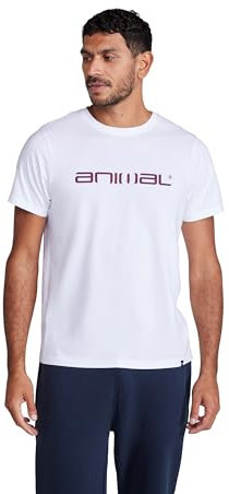 Animal Classico Mens Cotton T-Shirt - Stylish, Lightweight & Breathable Tee in Soft - for Spring Summer Beach, Holiday & Travel White XL
