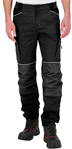 BWOLF Daytona Pantalon de Travail Stretch pour Homme, Cargo, avec de Nombreuses Poches, Noir, M