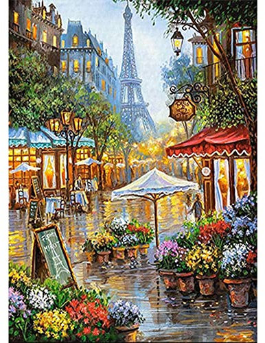DCIDBEI 40x50CM 5D DIY Quadrat Diamant-Malerei Landschaft Paris, Diamond Painting Café, Handwerk Mosaik Freizeit Kreative Erwachsene Deko lustiges Geschenk || Eiffelturm
