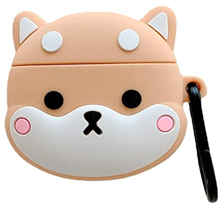 MeiyiZheng Custodia per auricolari Carino Kawaii Cartoon 3D Fashion Custodia protettiva in silicone Shiba Dog Case Cover con moschettone per AirPods Case 1st 2nd Generation