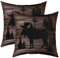 Cute Hirsch Kissenbezüge 40x40cm 2er Set Kissenbezüge Weich für Mädchen Jungen Kinder Hirschjagd Sofakissen Couchkissen Botanischer Baum Holz KornKissenbezug Kissenhülle Braun Schwarz Dekokissens