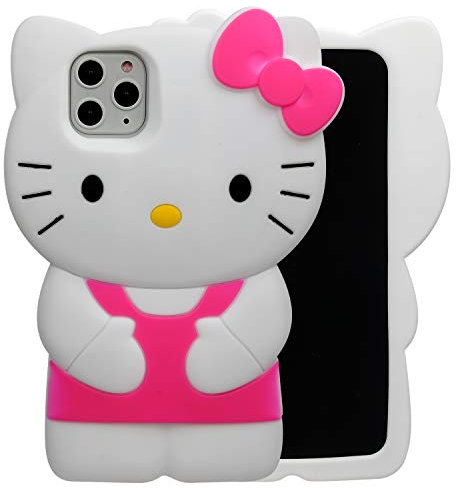 MONEHOYSY Cartoon Case for iPhone 11 Pro Max 6.5 (2019), Fashion Cute 3D Kawaii Soft Silicone Protective Gel Shockproof Gel Back Cover for Kids Women Girls Boys (Hot Pink)