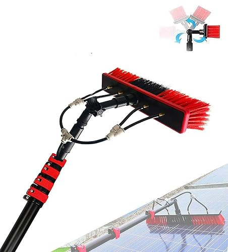 Gguwug Water Fed Pole Kit 30ft/9m Length Window Cleaning Poles, Water Fed Brush, Aluminum Outdoor Window CleanerExtendable Telescopic Pole Water Fed Brush Spray Washer for solar panel brush