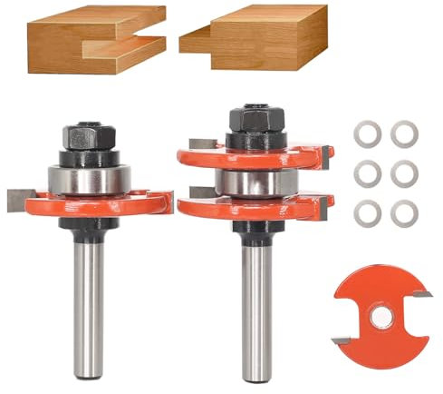 AKYLIN Nut- und Feder Fräser Set 8mm Schaft,Groove und Tongue Zunge Nut Set,Scheibennutfräser Set,Fräser für Oberfräse,Holzfräser für die Holzbearbeitung